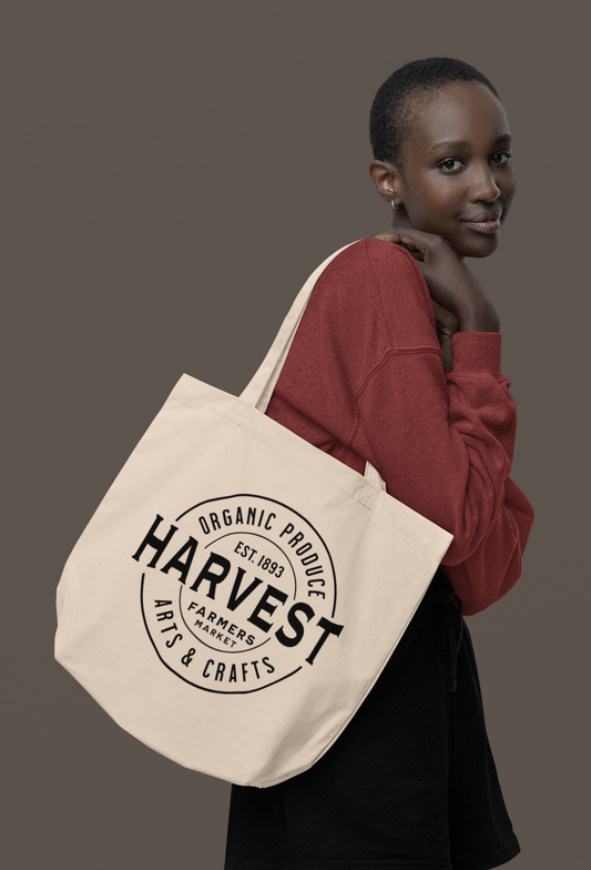 Black "Harvest Farmers Market" Tote Bag