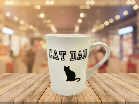 "Cat Dad" Mug (Side View): This design is on both sides of the mug.