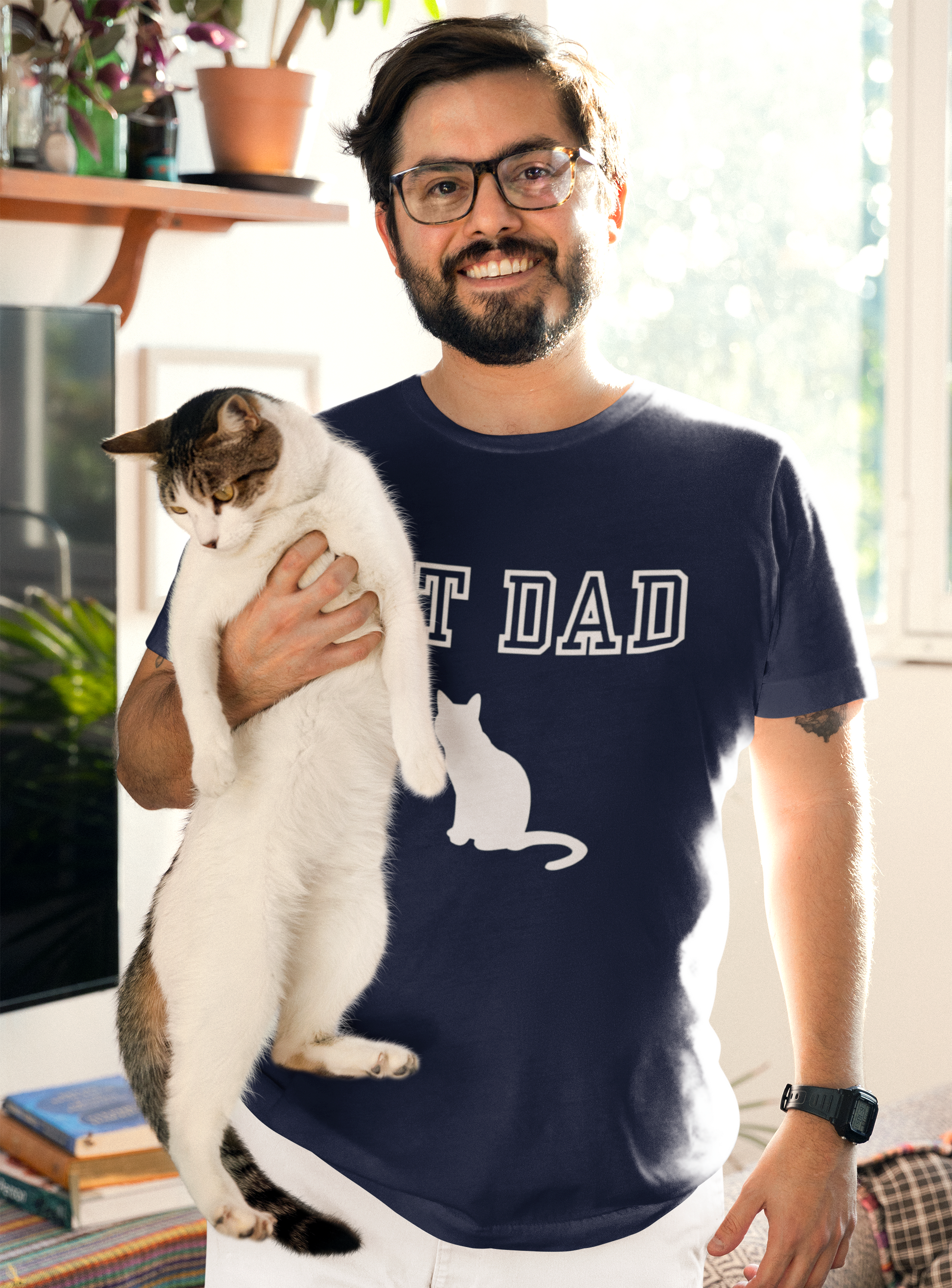 "Cat Dad" Blue T-Shirt