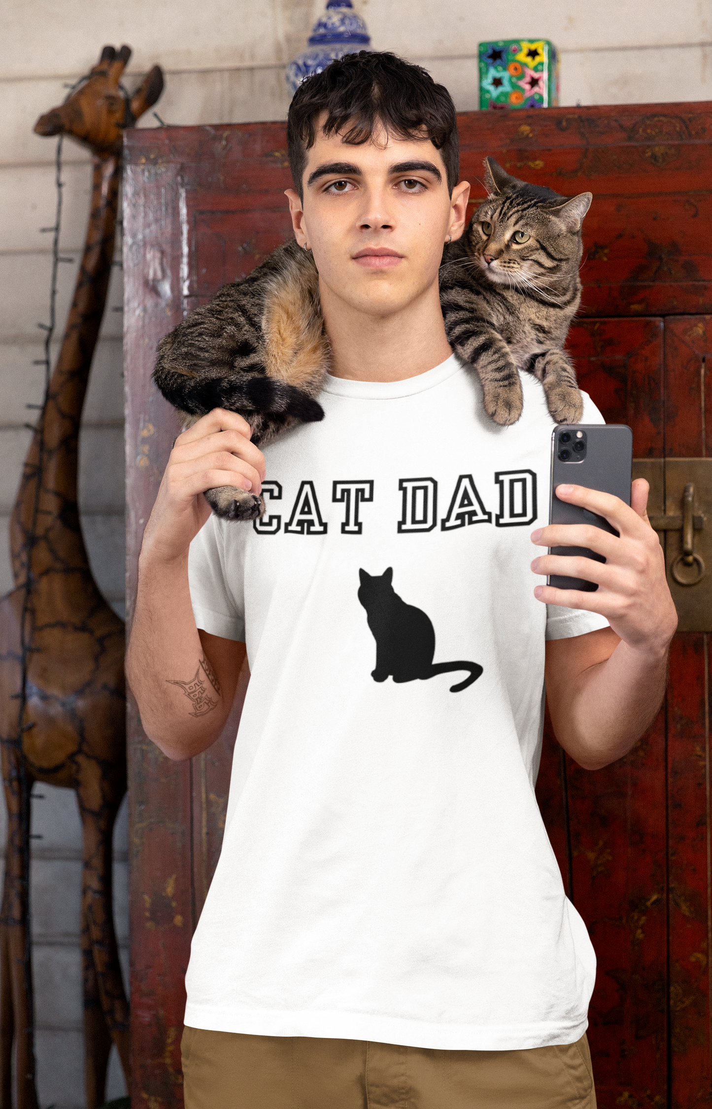 "Cat Dad" White T-Shirt