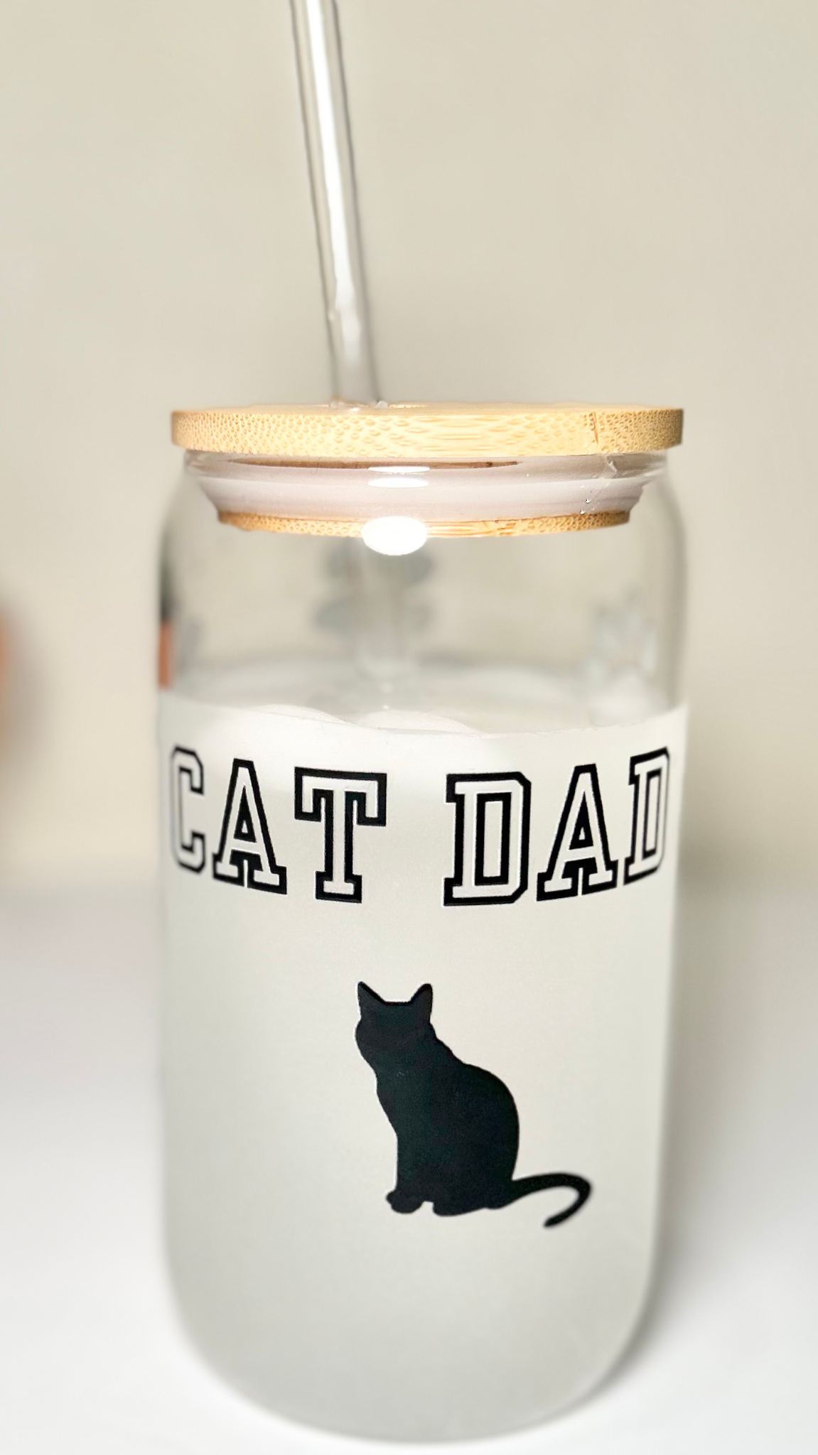 "Cat Dad" Can Glass (Front View)