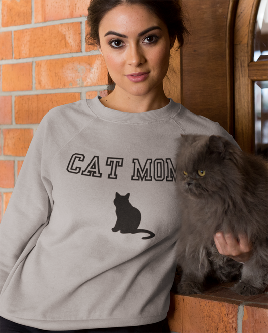 "Cat Mom" Gray Sweatshirt