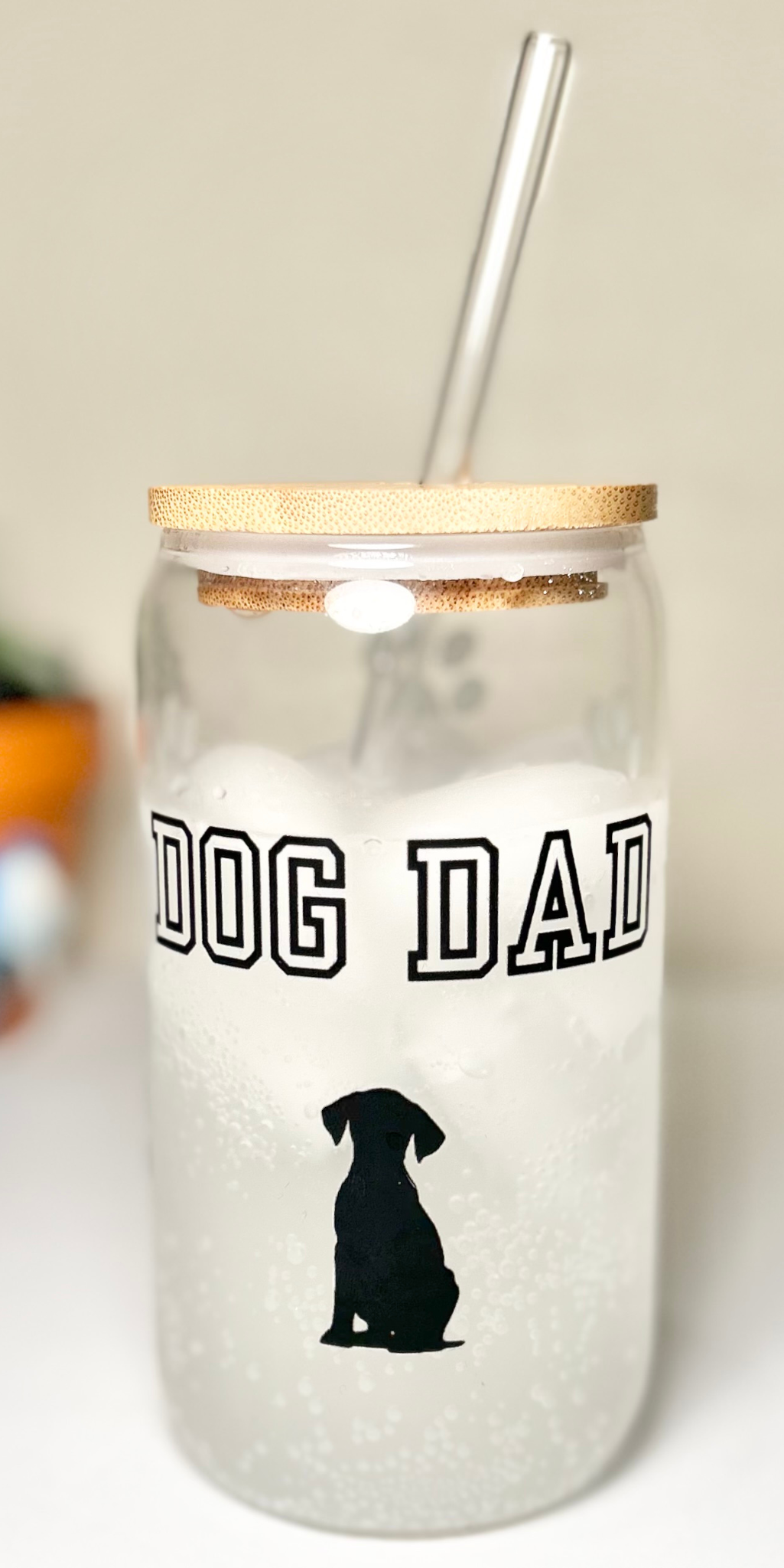 "Dog Dad" Can Glass (Front View)