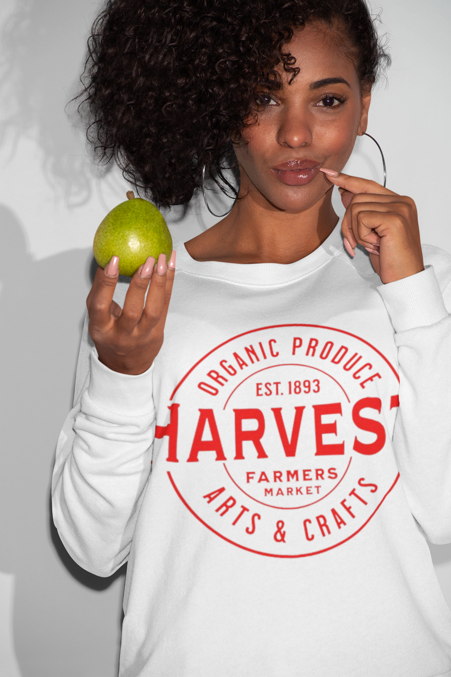 Soft 100% Cotton Harvest Sweatshirt (Red / White)