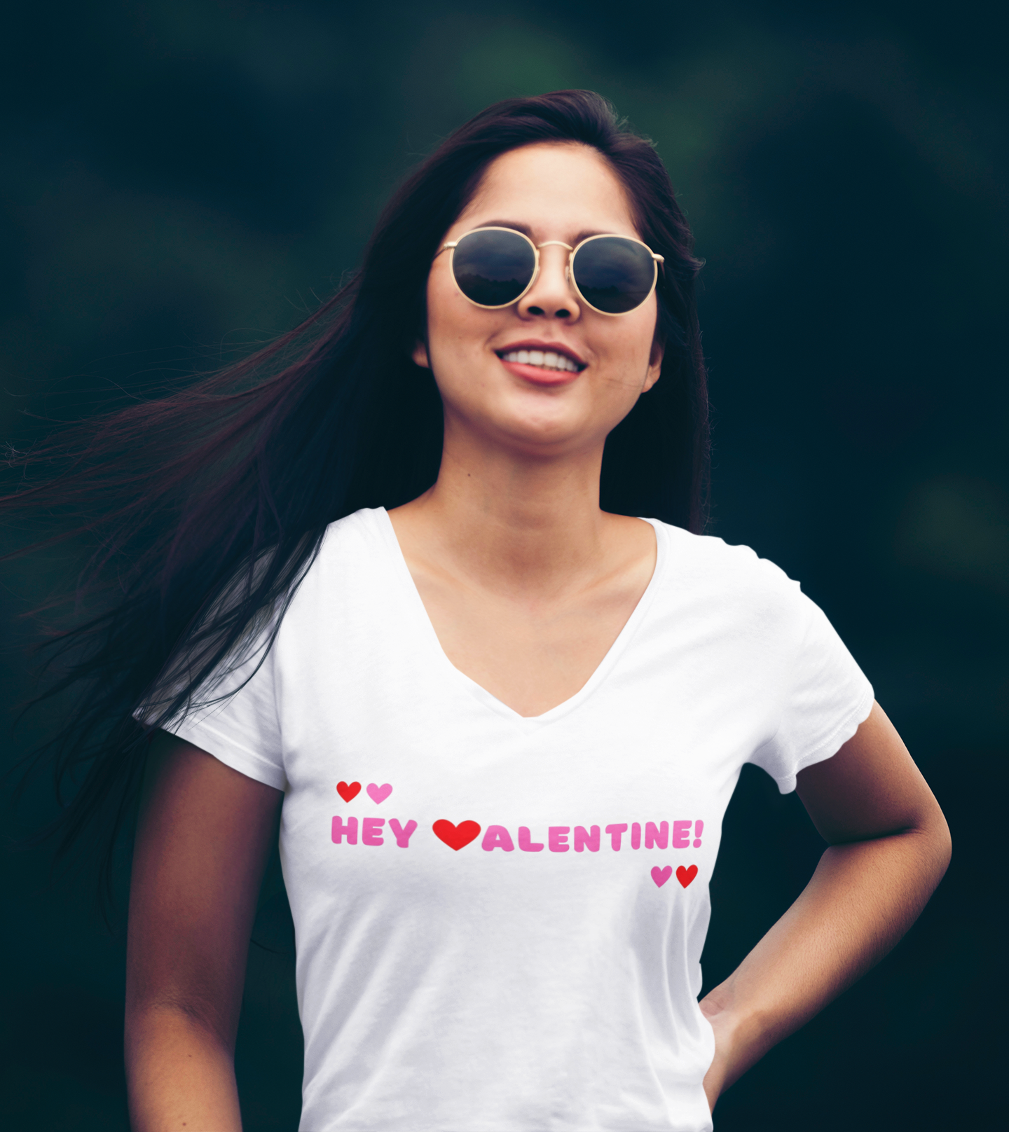 "Hey Valentine!" V-Neck Style T-Shirt