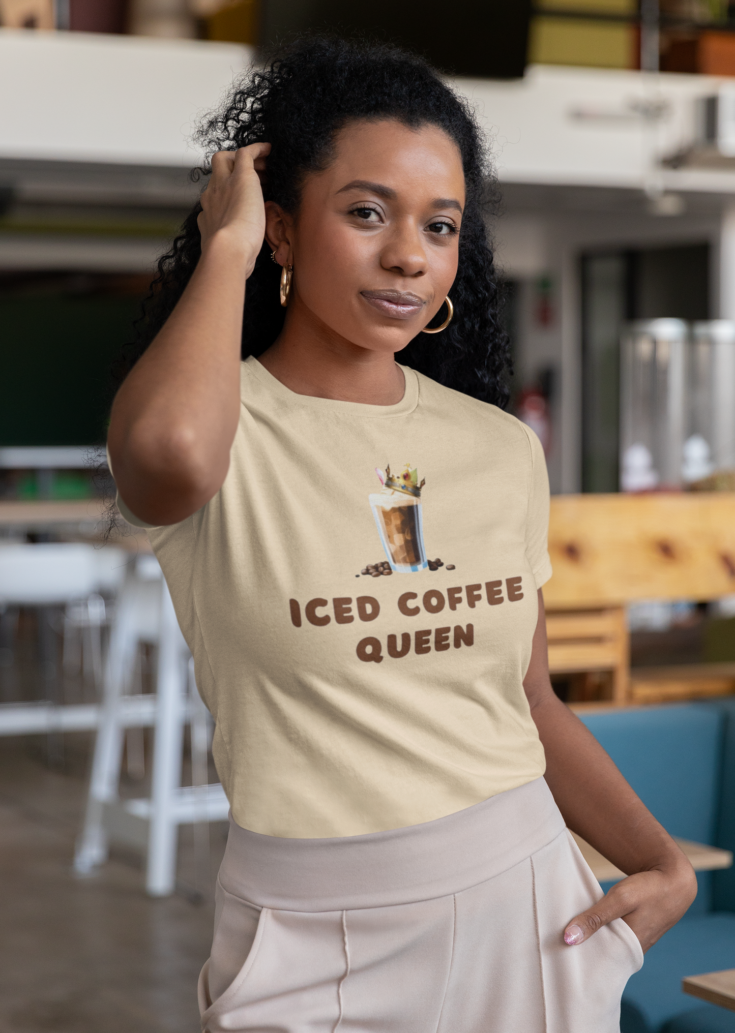 "Iced Coffee Queen" Tan T-Shirt