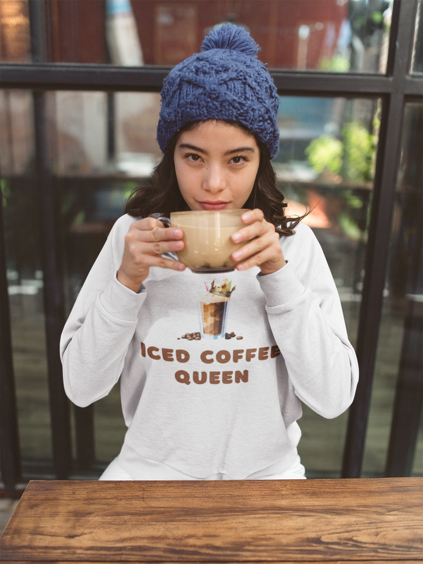 "Iced Coffee Queen" White Sweatshirt