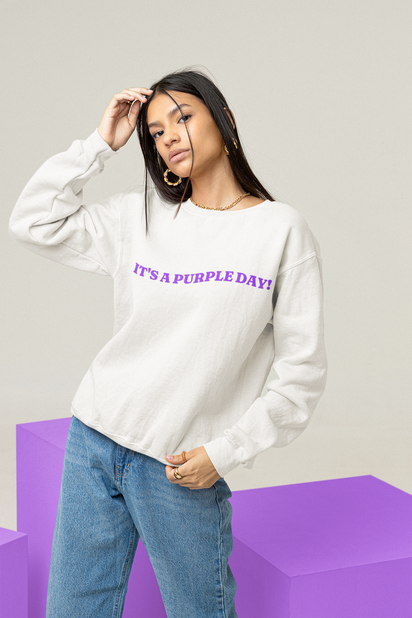 "It's A Purple Day" White Sweatshirt