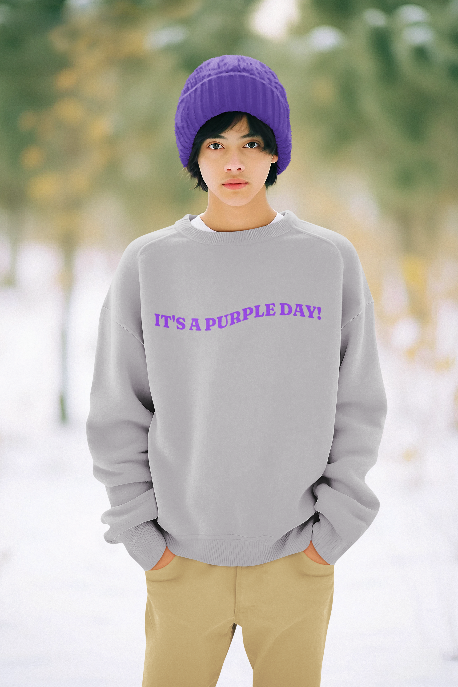 "It's A Purple Day" Gray Sweatshirt