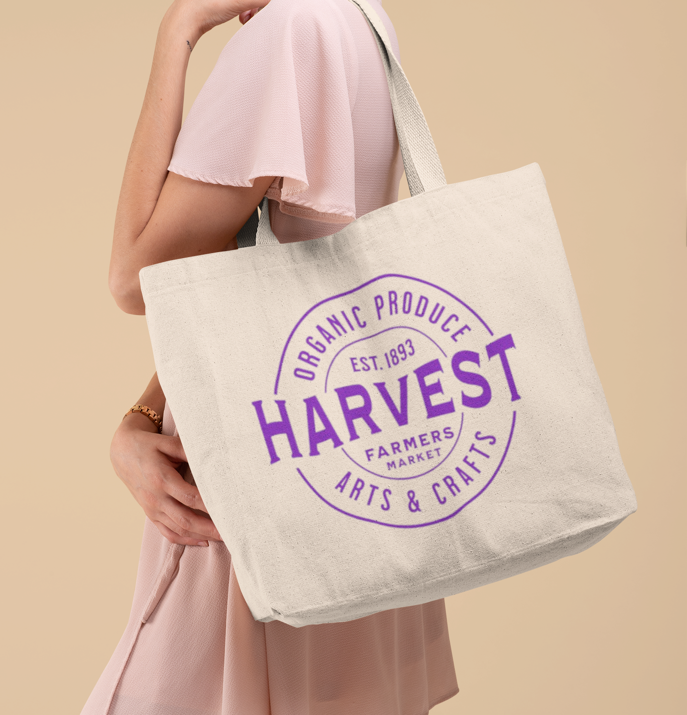 Purple "Harvest Farmers Market" Tote Bag