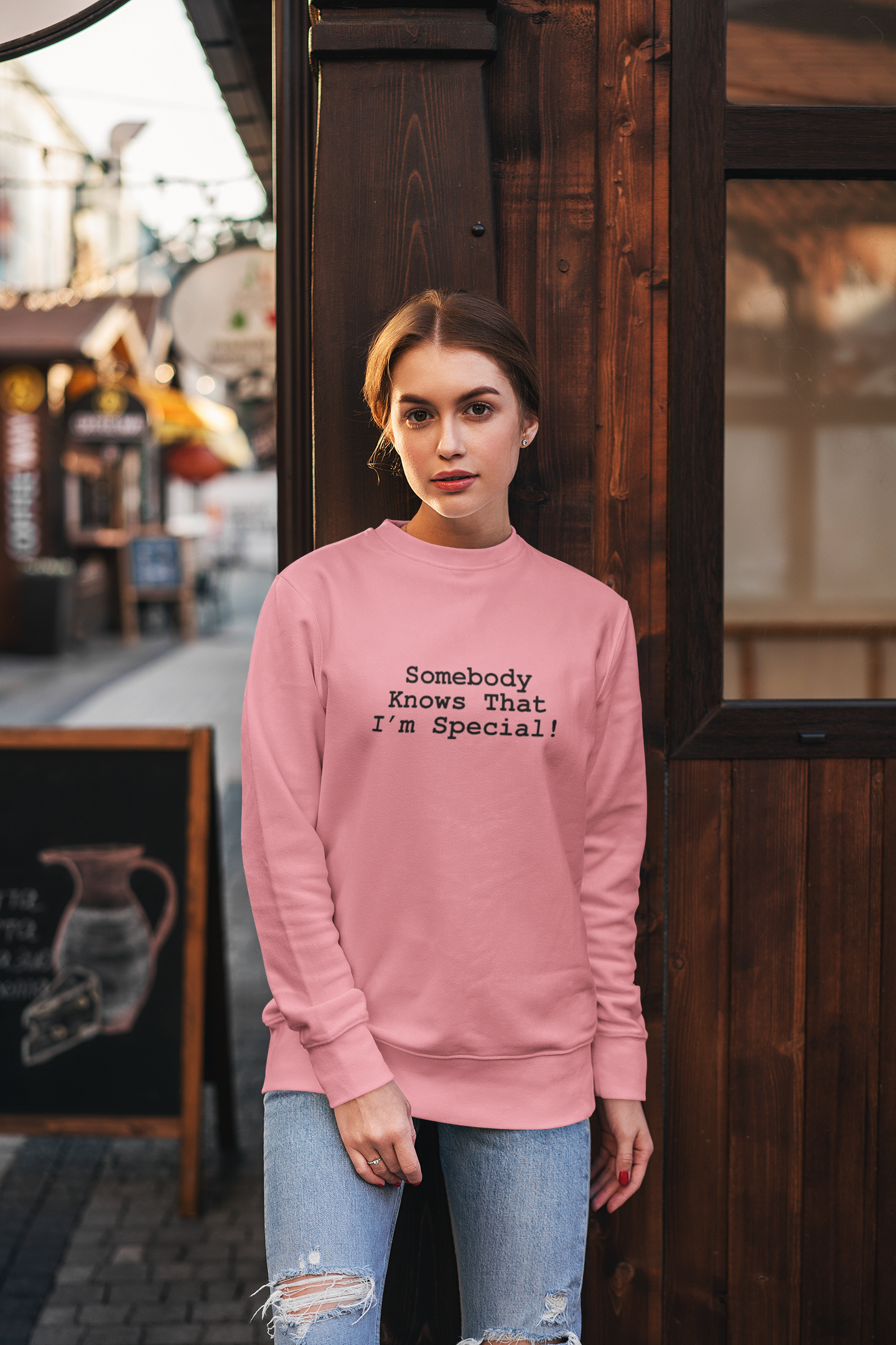 "Somebody Knows That I'm Special" Pink Sweatshirt