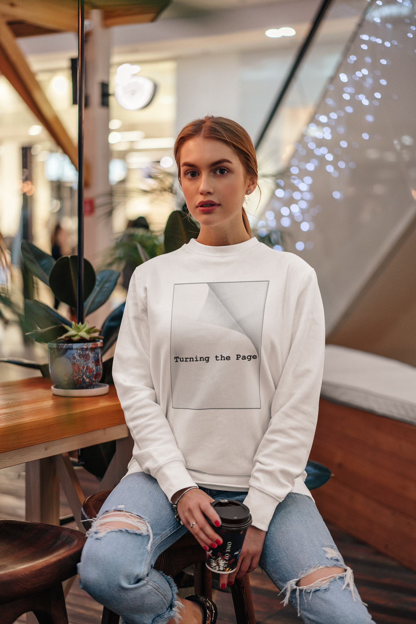 "Turning the Page" White Sweatshirt